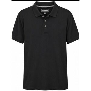 Eddie Bauer Polo Shirt Mens TL Black Short Sleeve Cotton Tall